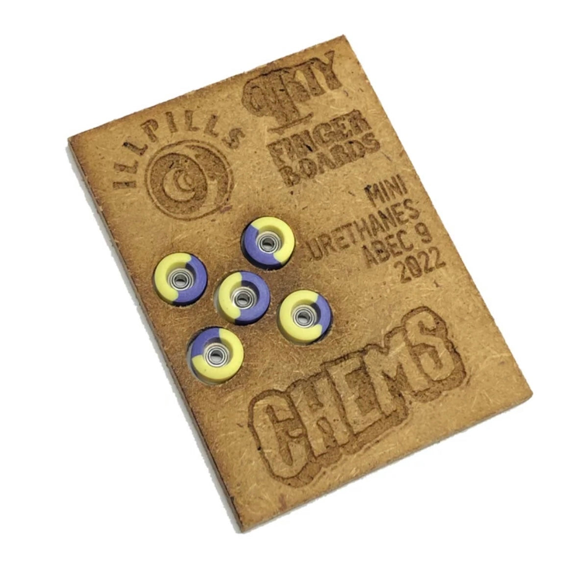 ILLPILLS Purple/Yellow Urethane Fingerboard Wheels (Choose Size)