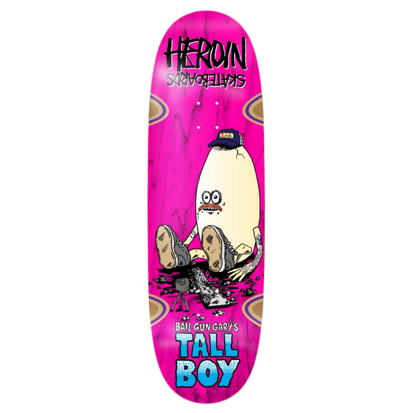 Heroin Bail Gun Gary’s Tall Boy 10.25" Egg Shaped Skateboard Deck