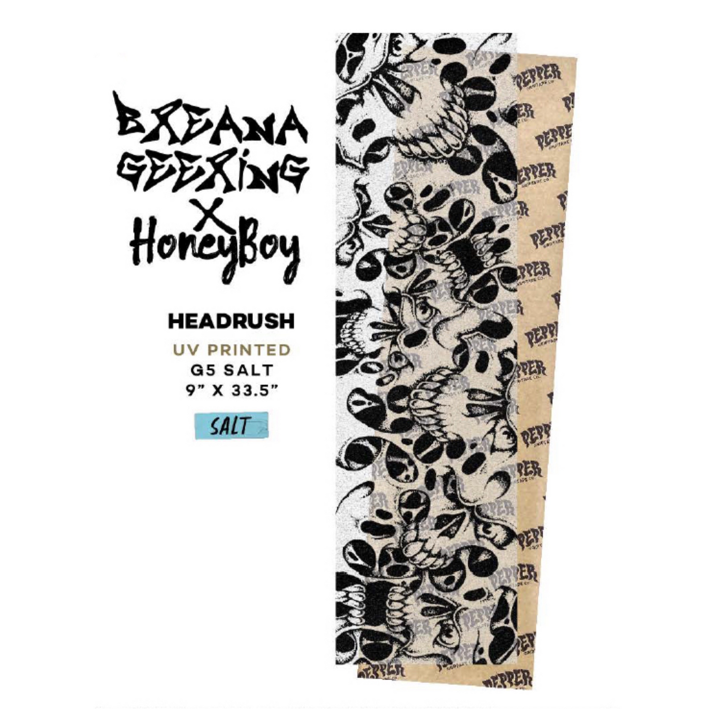 Pepper G5 Salt Breana Geering Headrush Graphic Skateboard Grip Tape