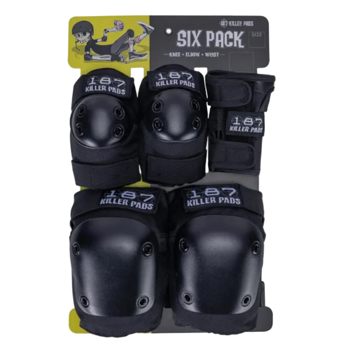 187 Killer Pads 6 Pack Black Cap Skateboard Pads