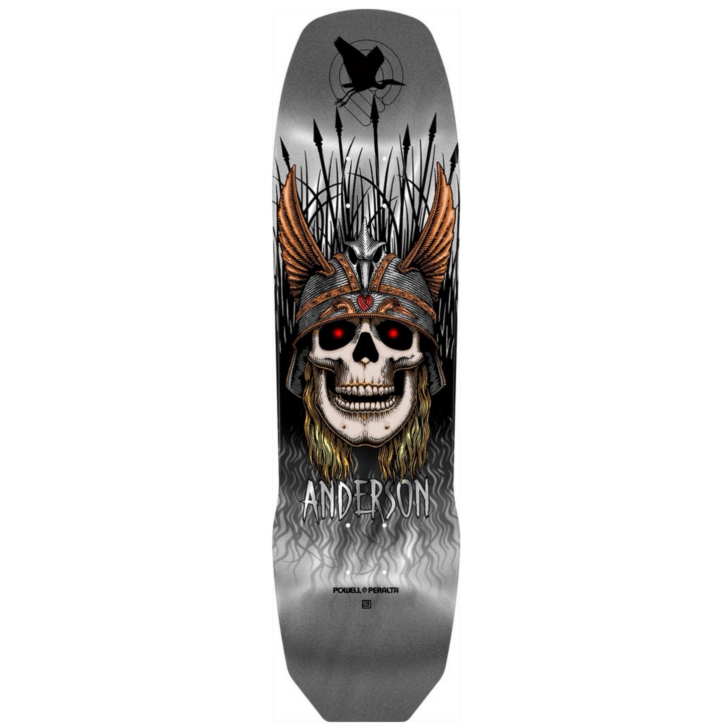 Powell Andy Anderson Heron 3 Silver Foil Skateboard Deck 8.45"