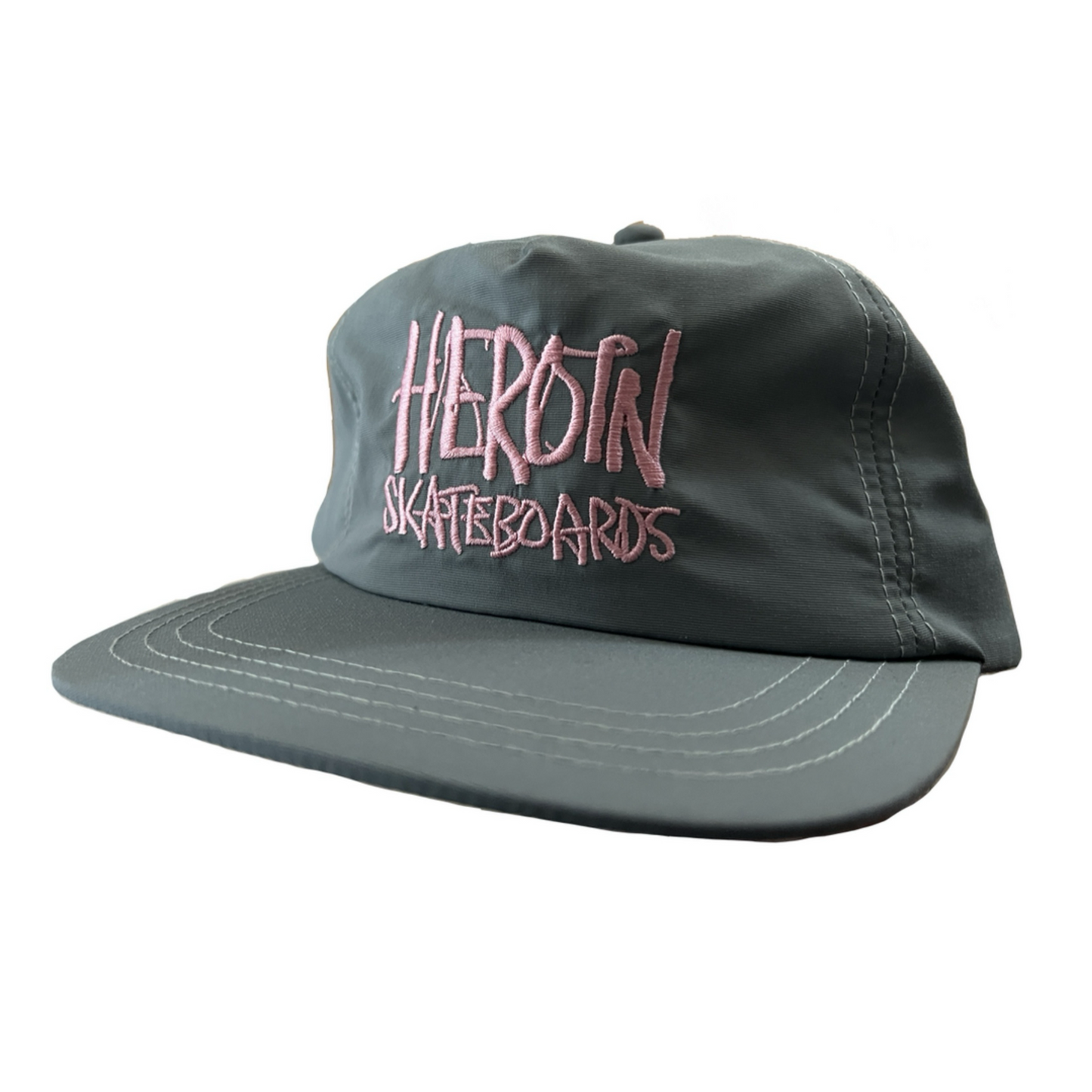 Heroin Script Nylon Grey/Pink SnapBack Hat