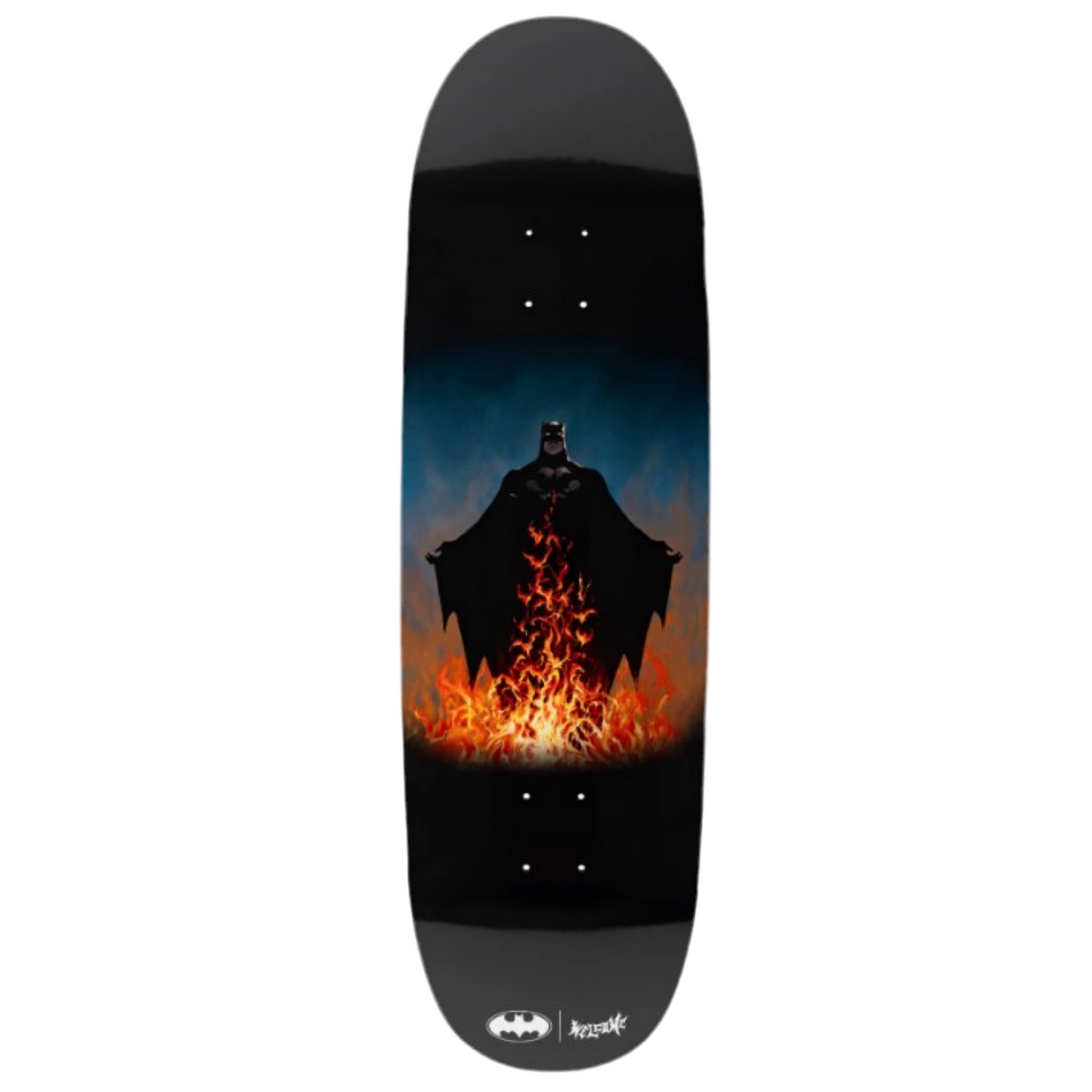 Welcome x Batman Bat Flames on Boline 2.0 9.5" Shaped Skateboard Deck
