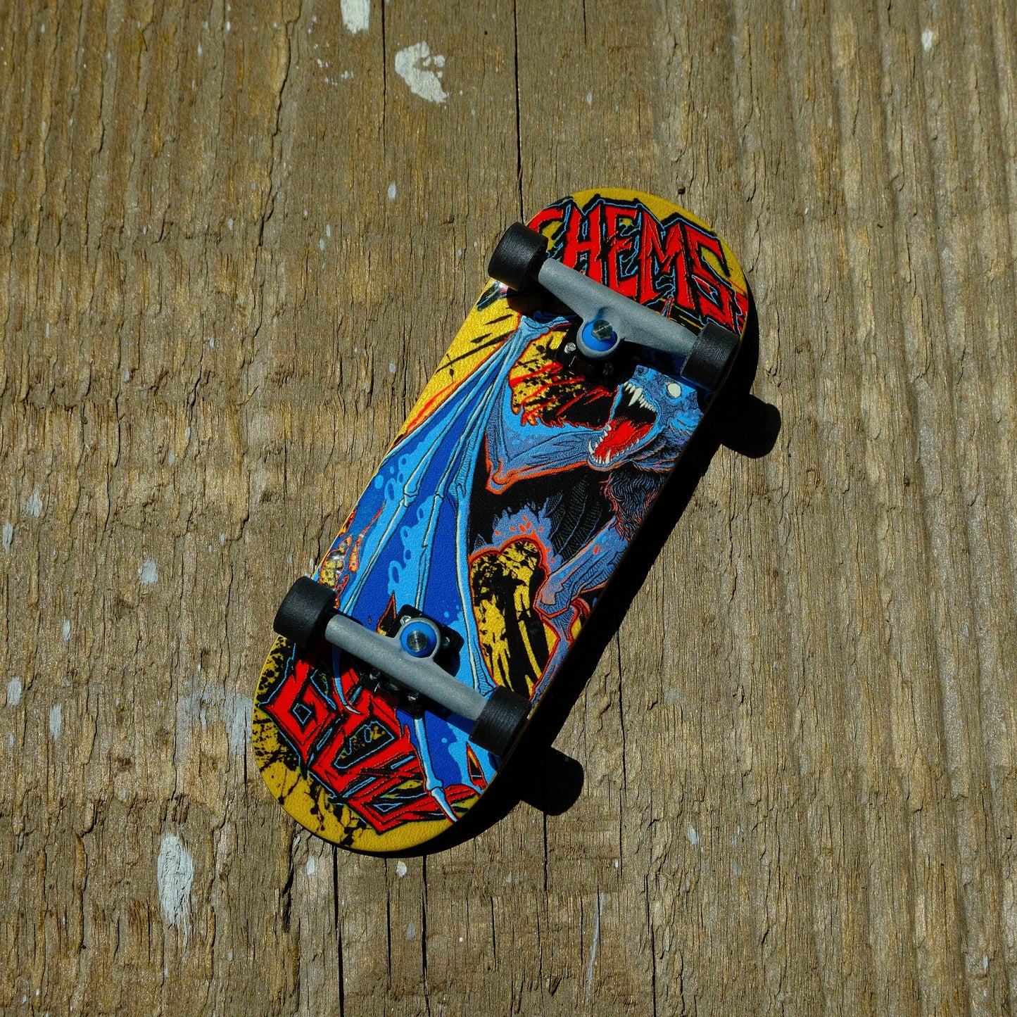 Chems 33mm Popsicle Yellow Background Bat (GOO Collab) Fingerboard Complete (DELI)