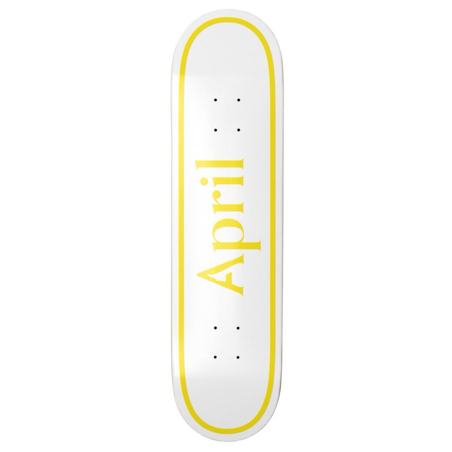 April Team OG Logo Yellow/White 8.0" Twin Tail Skateboard Deck