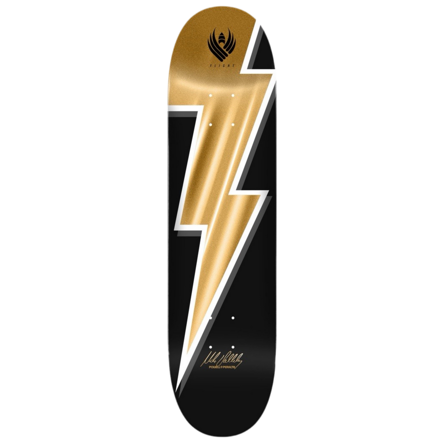 Powell Mike Vallely Lightning Bolt Gold Foil 8.5" Flight Skateboard Deck