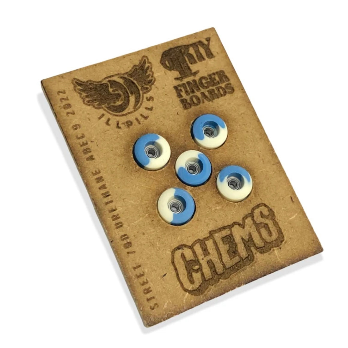ILLPILLS Blue/White Urethane Fingerboard Wheels (Choose Size)