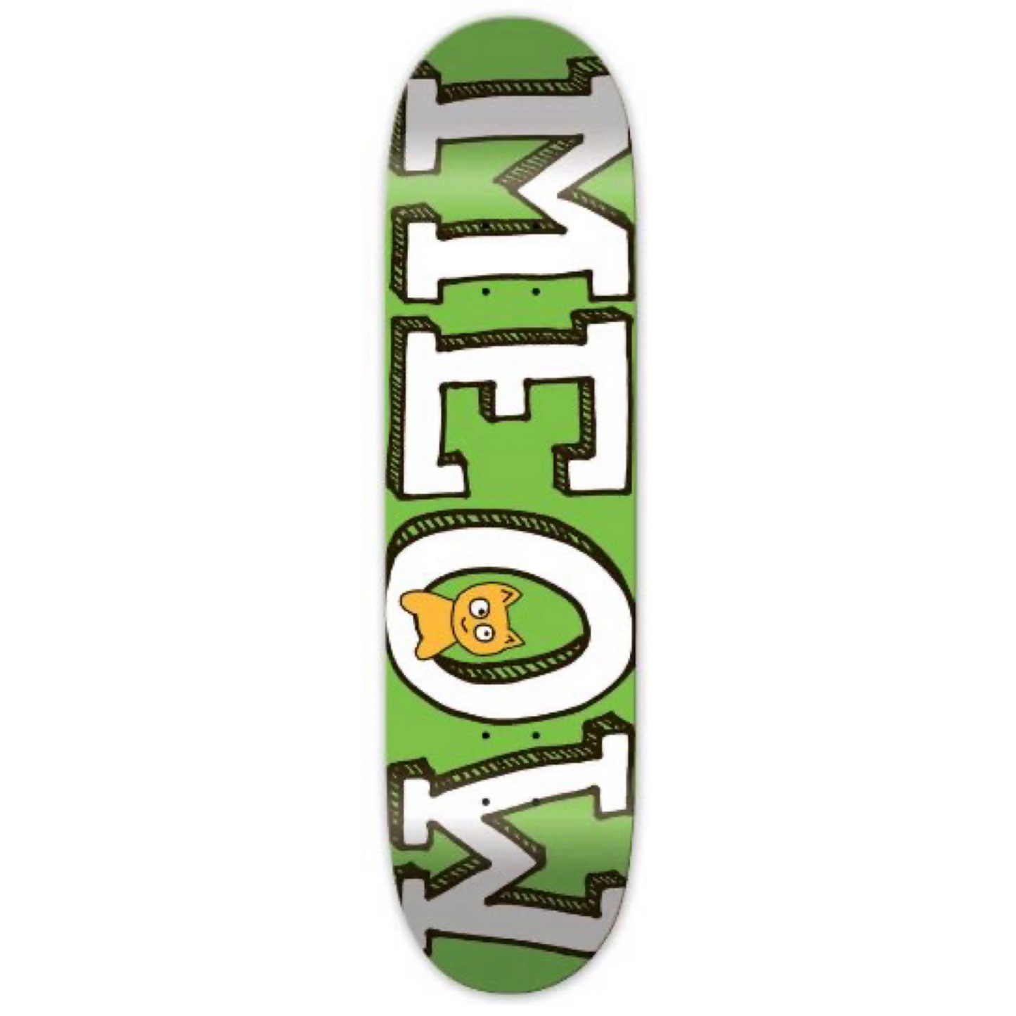 Meow Team Logo Green Mini 7.5" Skateboard Deck