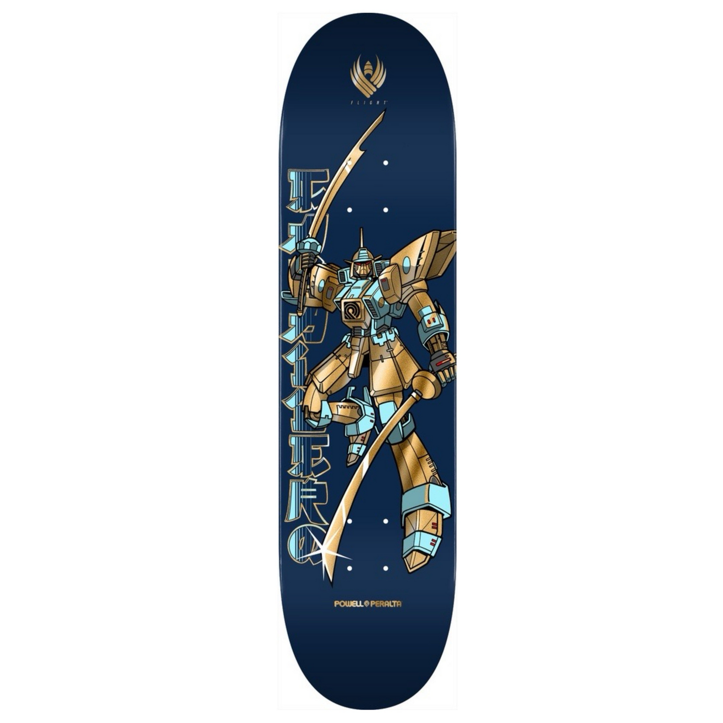 Powell Caballero Gundam Blue/Gold Foil Flight 8.5" Skateboard Deck