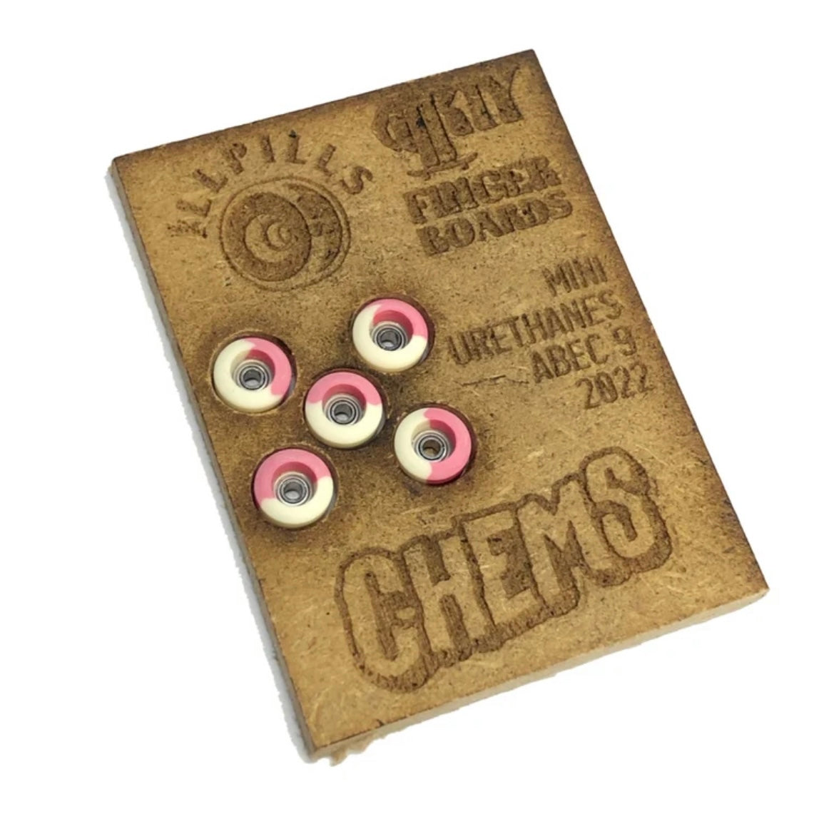 ILLPILLS Pink/White Urethane Fingerboard Wheels (Choose Size)
