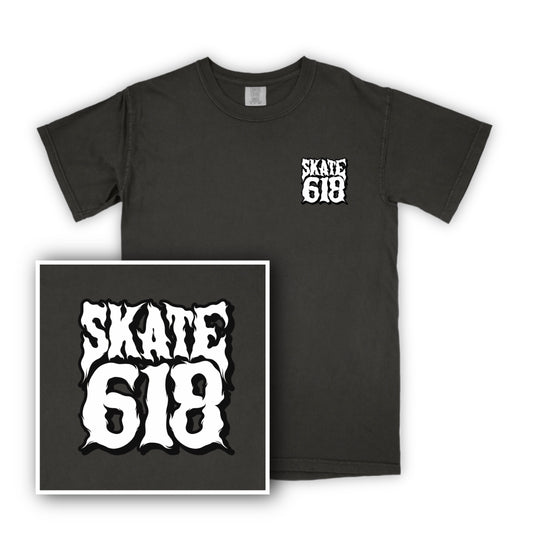 SKATE 618 Stacked Logo Dark Gray T-Shirt