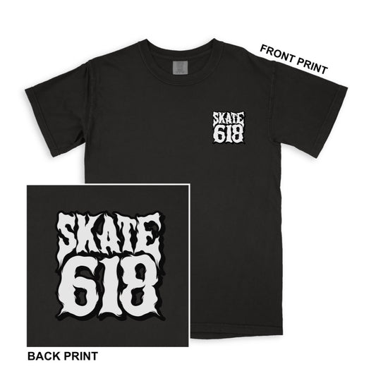SKATE 618 Stacked Logo Black T-Shirt