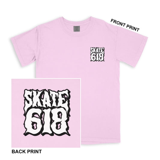 SKATE 618 Stacked Logo Light Pink T-Shirt