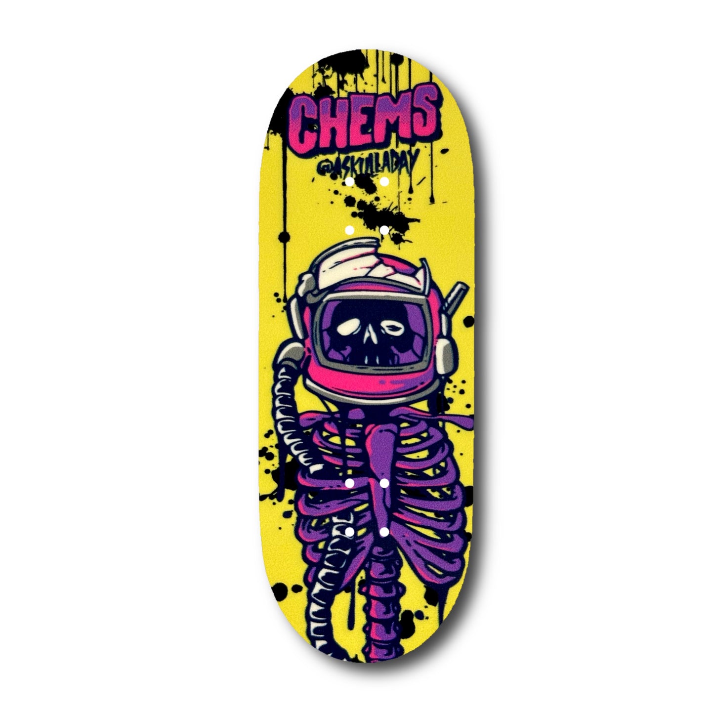 Chems Yellow/Green Background “Cadet” Fingerboard Deck