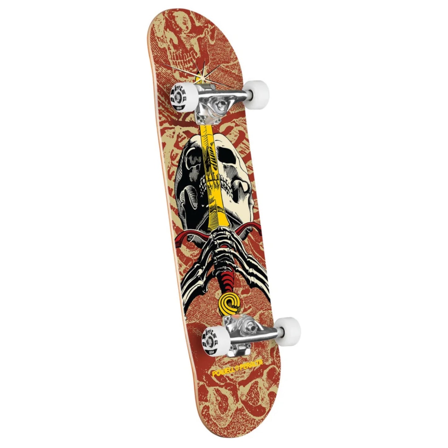 Powell Skull & Sword Khaki/Burgundy 7.5" Complete Skateboard