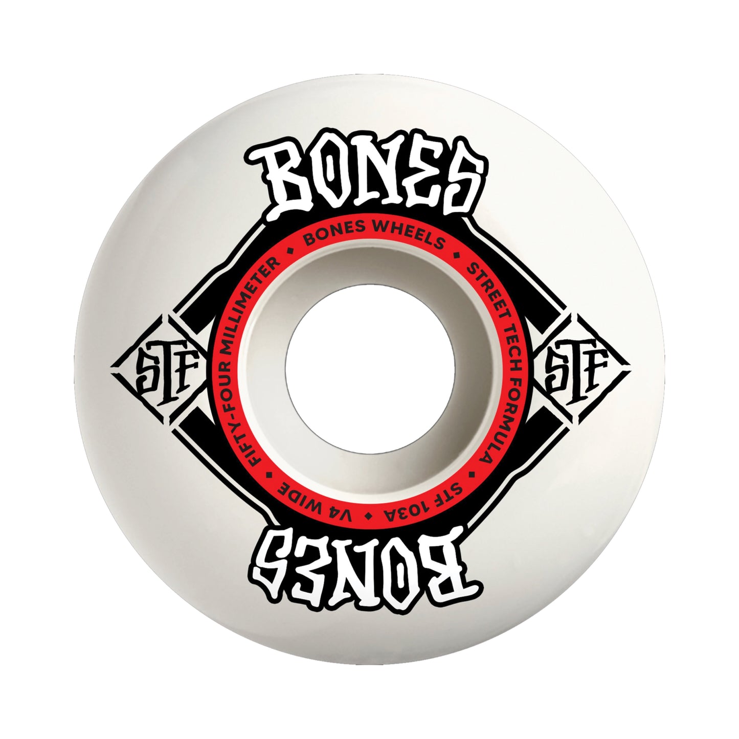 Bones STF V4 Square Logo 54mm 103a White/Red Skateboard Wheels
