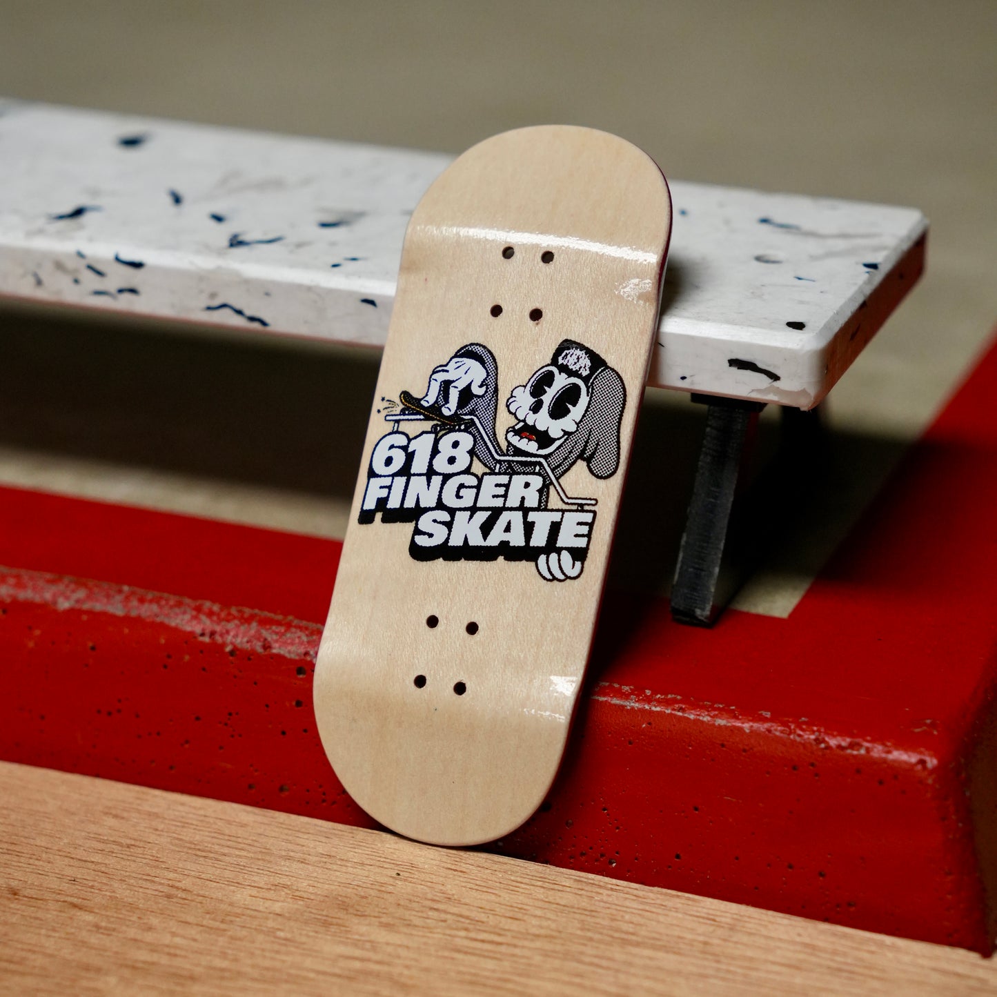 Chems “618 Finger Skate Toon Grim” Maple Bottom Ply Fingerboard Deck
