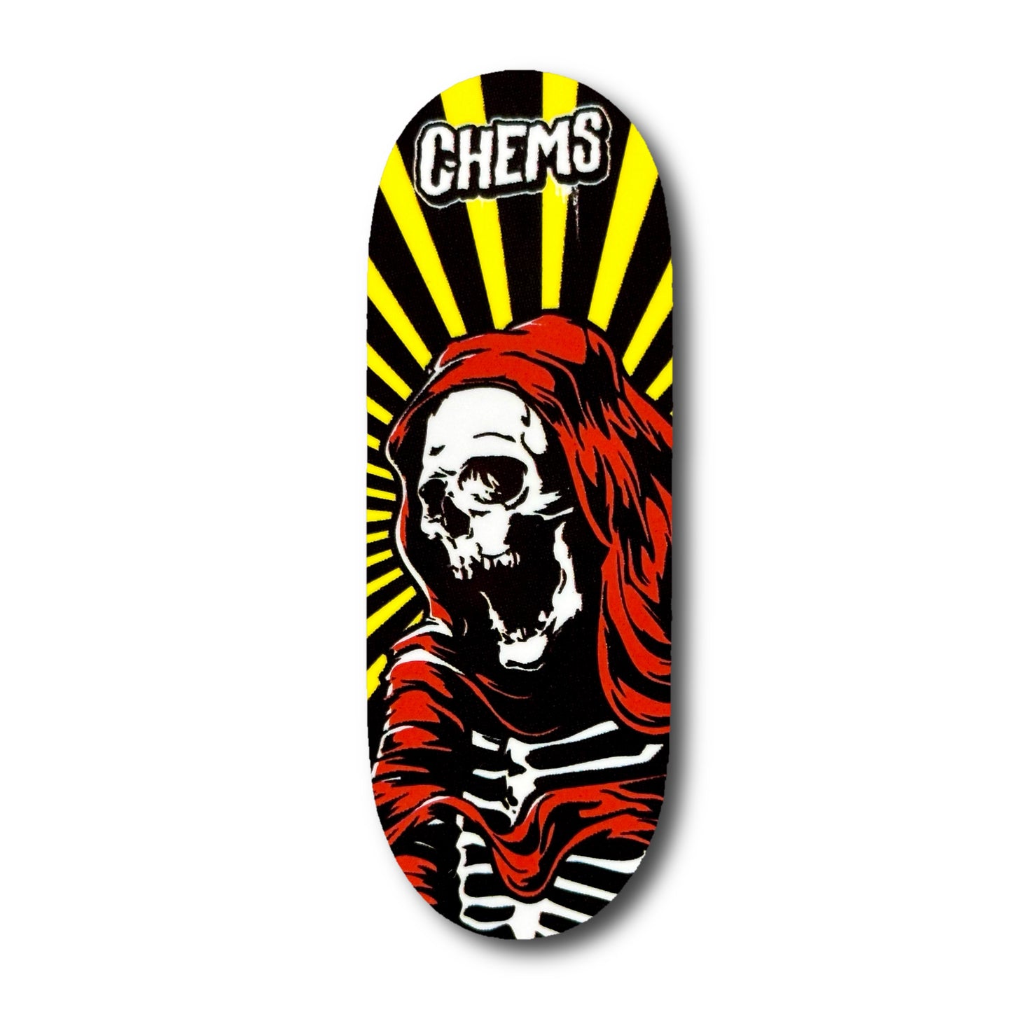 Chems Yellow “Red Rising Reaper” Fingerboard Deck