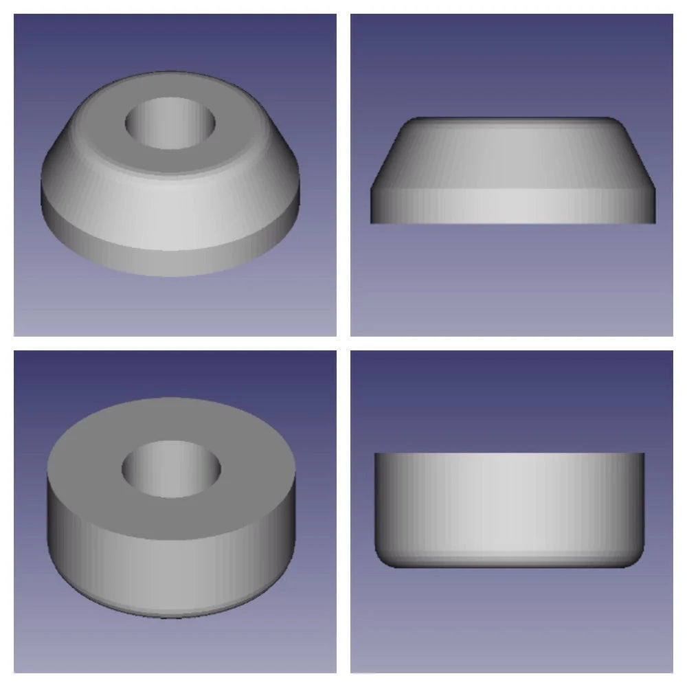 Level Up Beta Fingerboard Bushings; 3D protoype model of bushings; 