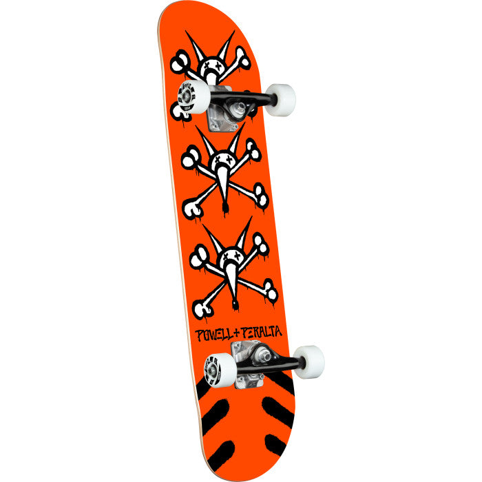 Powell Vato Rats Complete Skateboard; Orange color for a bold appearance; Features the classic Powell rat and crossbones logo; Complete skateboard setup for easy and immediate use;