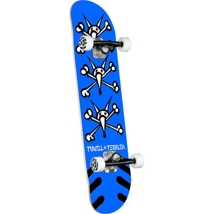 Powell Vato Rats Complete Skateboard; Blue color for a bold appearance; Features the classic Powell rat and crossbones logo; Complete skateboard setup for easy and immediate use;