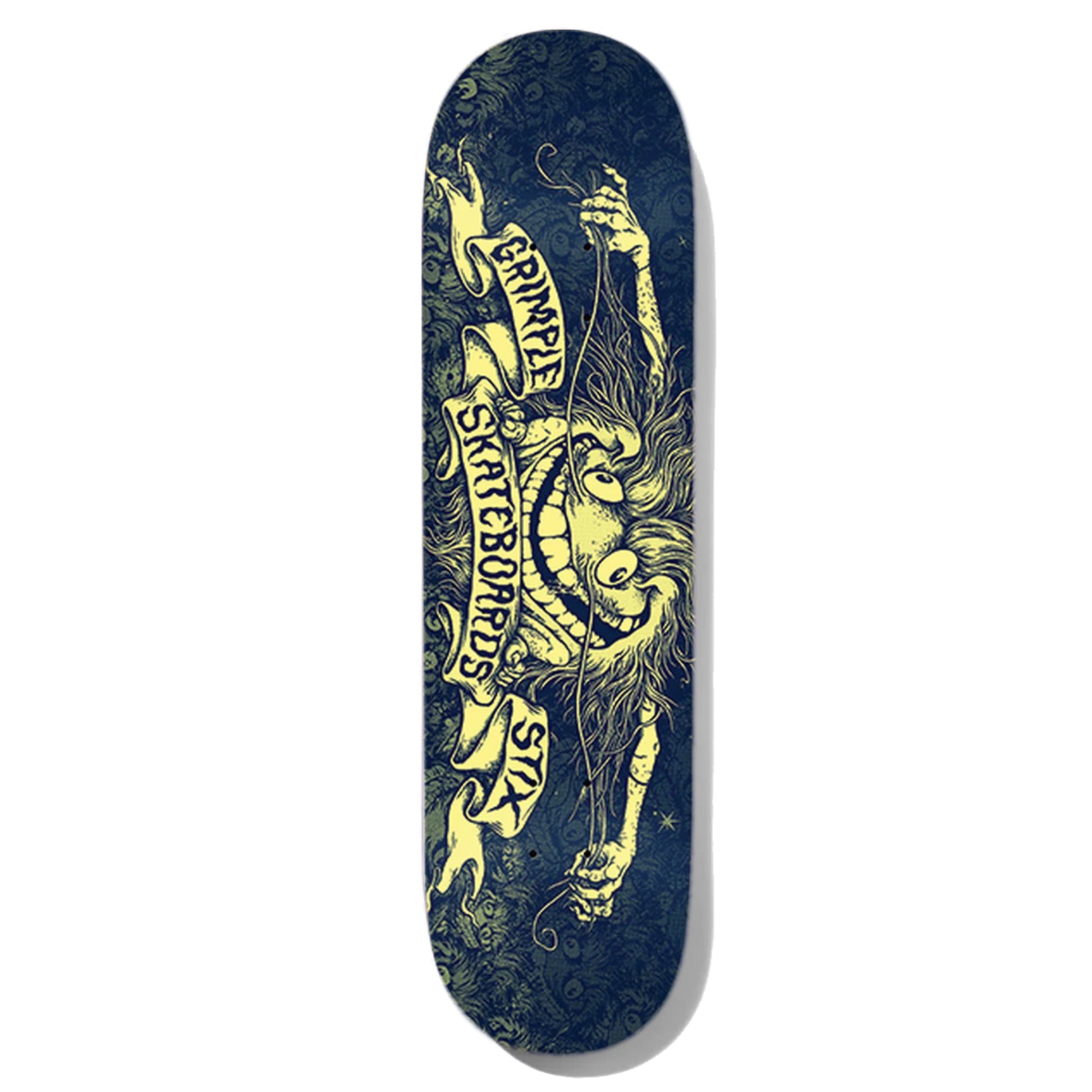Grimple Stix PP Skateboard Deck; Blue with Yellow Logo; Grimple Stix Skateboards;