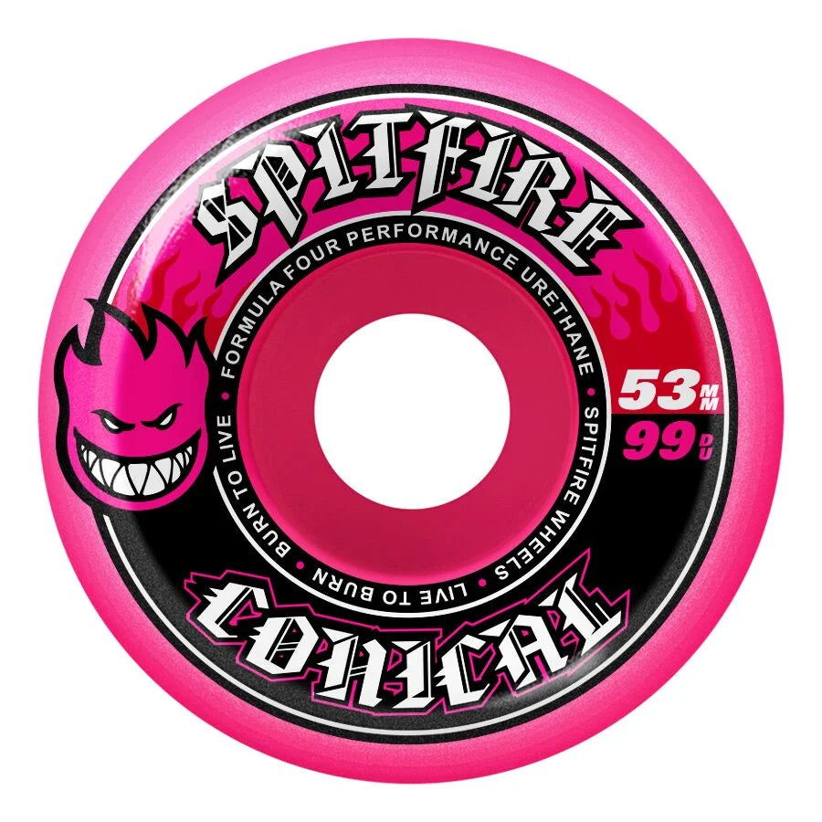 Spitfire Formula Four Conical Pink 53mm 99a Skateboard Wheels
