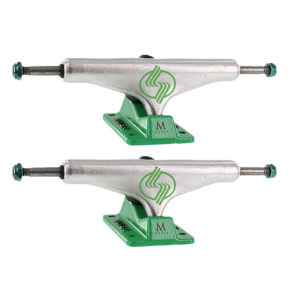 Silver M-Class Hollow Polished/Green Skateboard Trucks