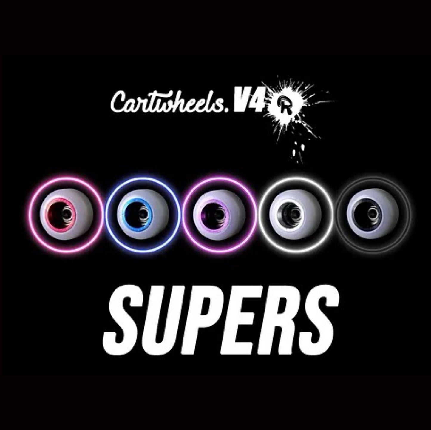 Cartwheels White VR4 Supers (8.5mm) Fingerboard Wheels (Choose Core)