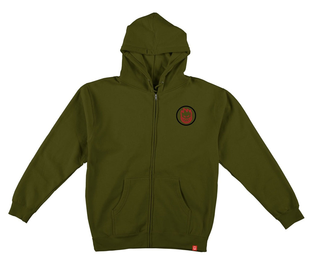 Spitfire Classic Swirl Overlay Olive Zip-Up Hoodie