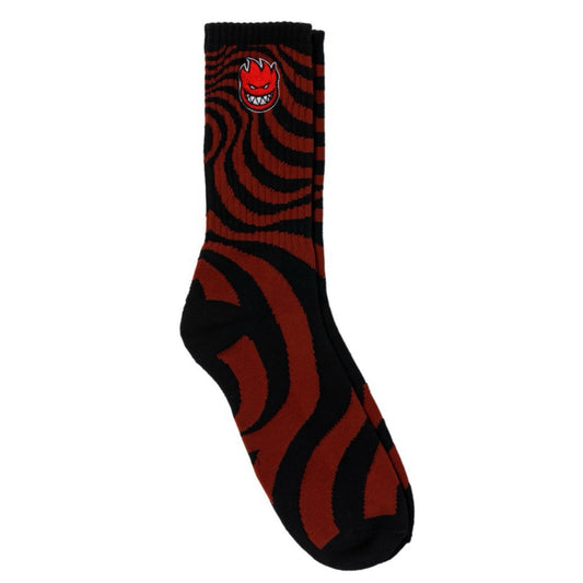 Spitfire Bighead Fill Embroidered Dark Red Swirl Socks