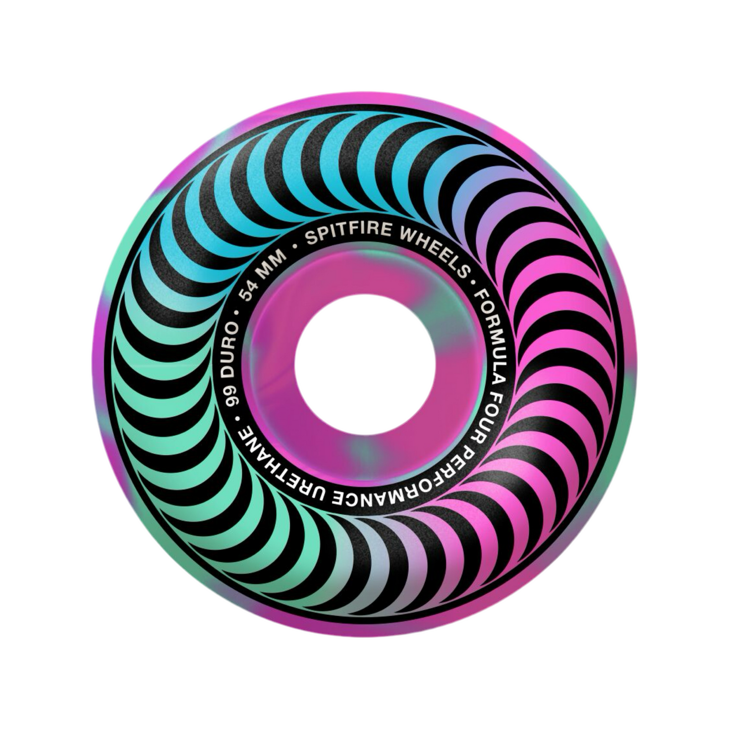 Spitfire Formula Four 54mm 99a Classic Neon Pink / Teal Swirl Skateboard Wheels