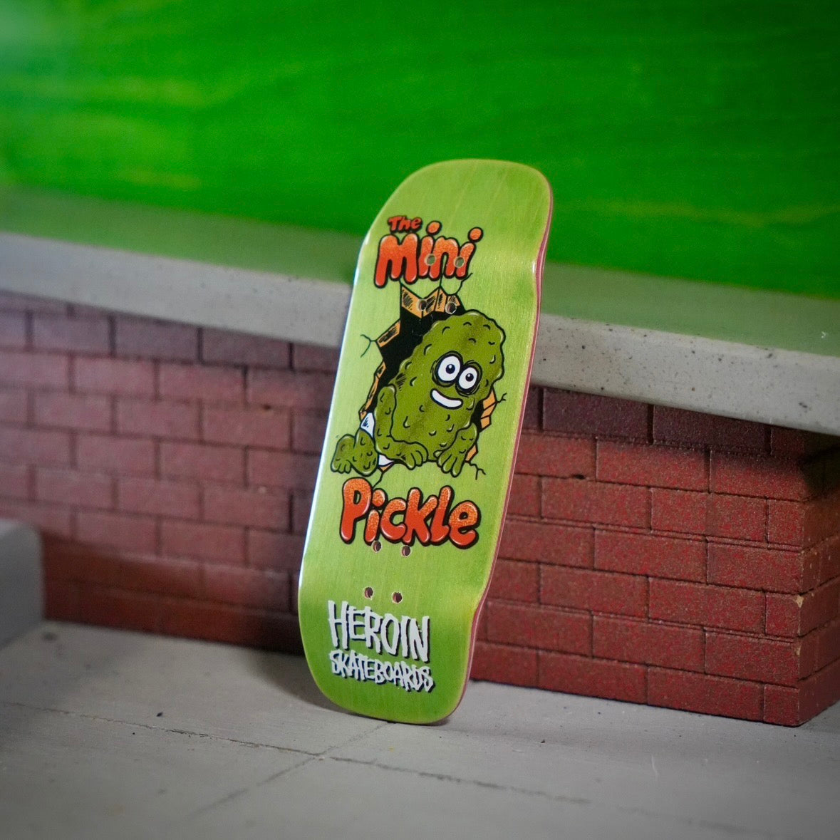 Chems X Heroin “Mini Pickle” Bright Green Bottom Ply Fingerboard Deck (CHOOSE SIZE)
