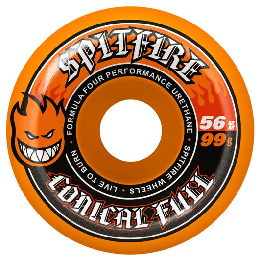 Spitfire Formula Four Conical Full Orange 56mm 99a Skateboard Wheels