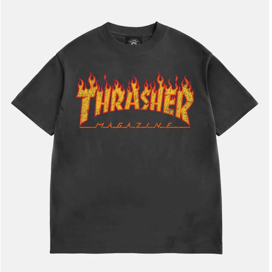 Thrasher Flame T-Shirt Vintage Black