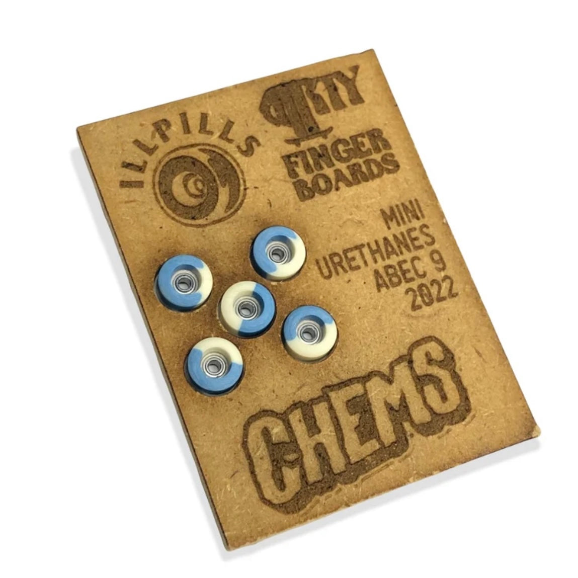 ILLPILLS Blue/White Urethane Fingerboard Wheels (Choose Size)