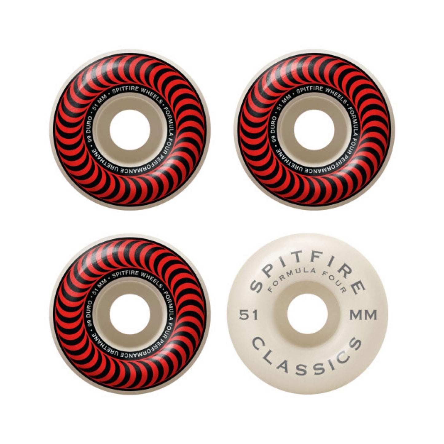 Spitfire Formula Four 51mm 99a Classic Skateboard Wheels