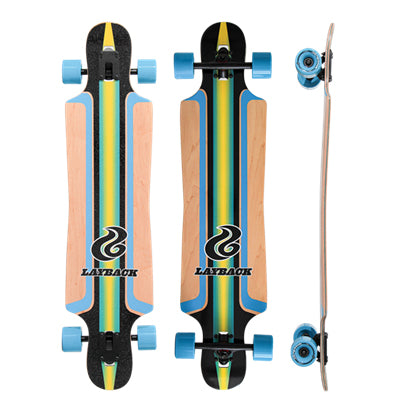 Layback Finish Line Blue Drop Through 9.5" Longboard Complete