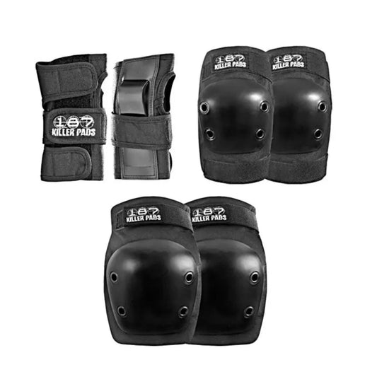 187 Killer Pads 6 Pack Black Cap Junior Skateboard Pads