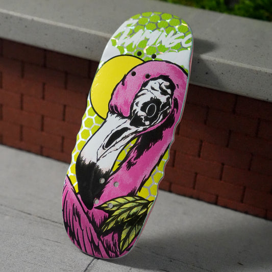 Chems 1 of 1 “Flamingo” Green/Yellow Fade with Silver Holo Foil Honeycomb (Green Bottom Ply) Fingerboard Deck (36mm Mid-Pro Devil Egg)