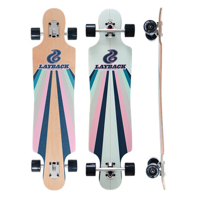 Layback Finish Line Sun Stripe Mint Drop Through 9.5" Longboard Complete