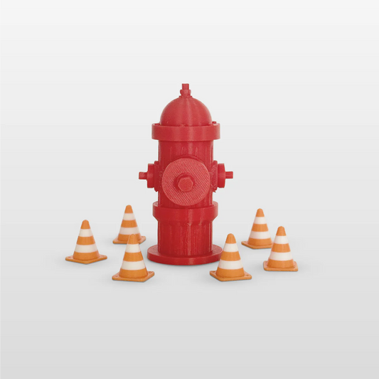 Silent Obstacles Fire Hydrant + 6 Mini Traffic Cones Fingerboard Obstacle