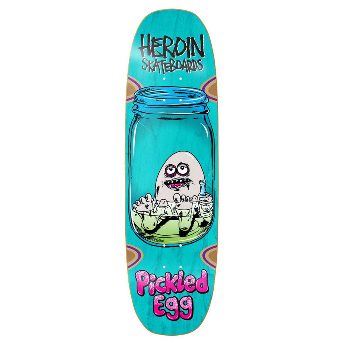 Heroin Team Pickled Egg Wheel Wells 9.0" Shaped Skateboard Deck