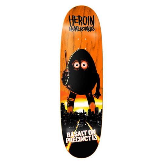 Heroin Team Basalt on Precinct 13 8.75" Egg Shaped Shaped Skateboard Deck