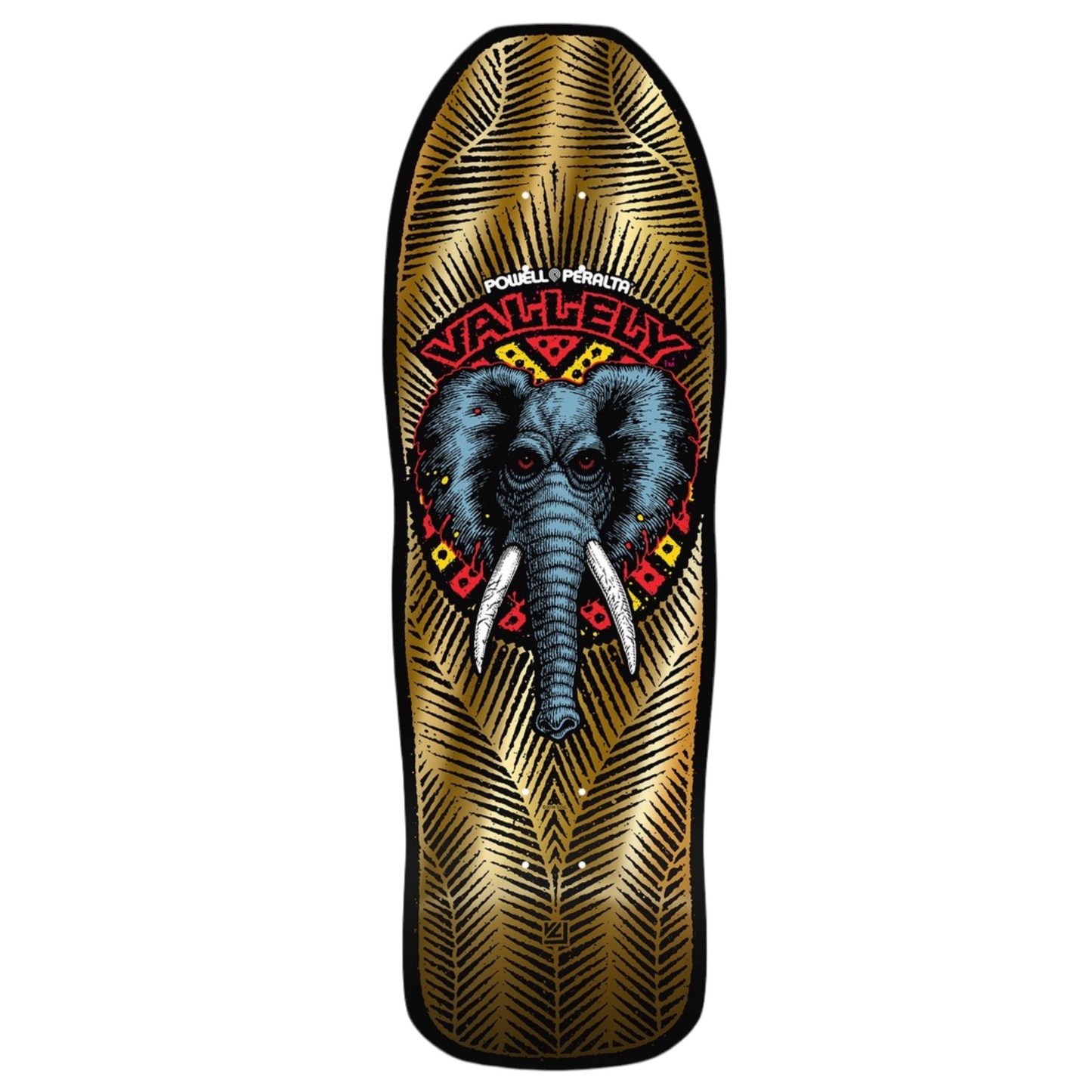 Powell Mike Vallely Elephant Gold Foil 10.0" Shaped Skateboard Deck