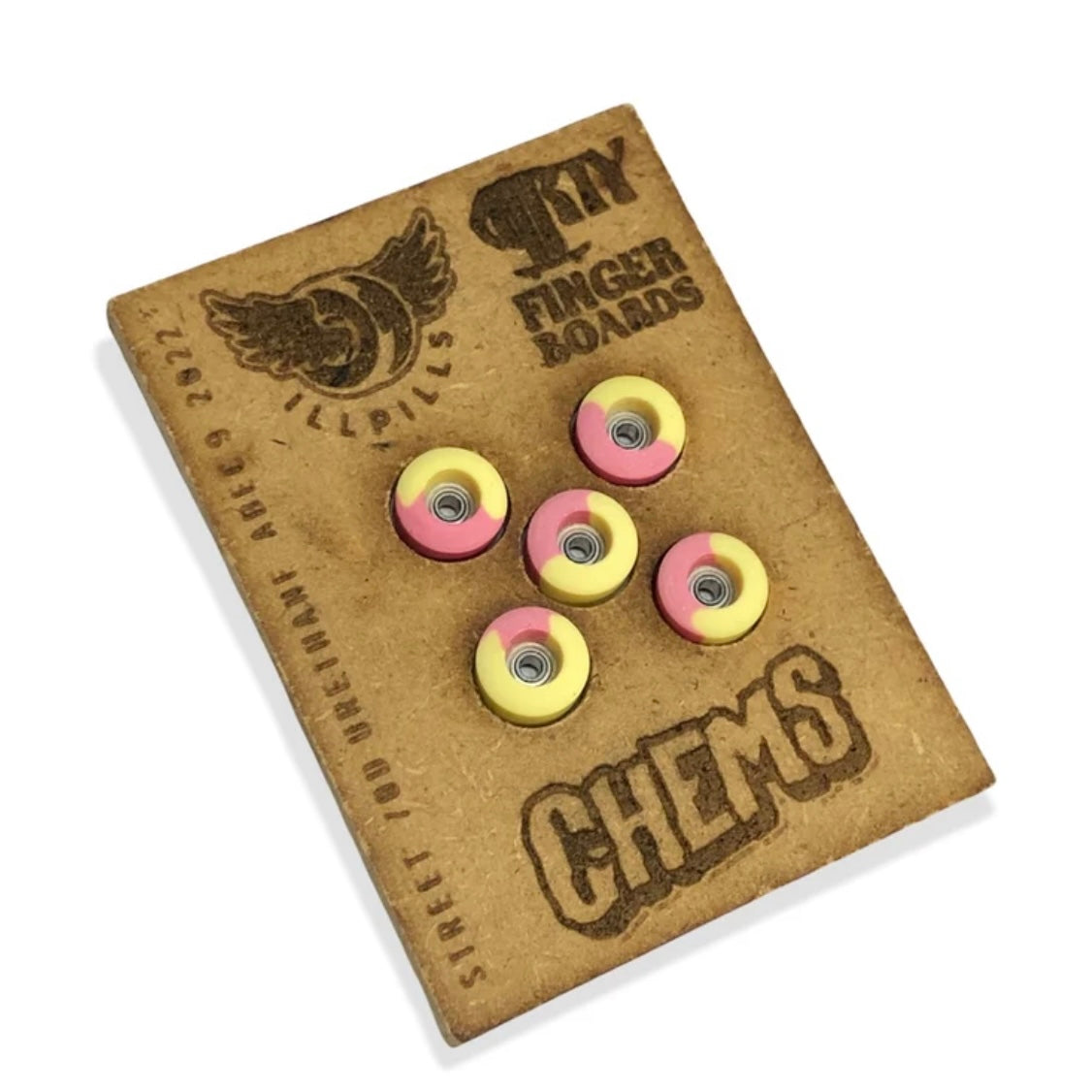 ILLPILLS Pink/Yellow Urethane Fingerboard Wheels (Choose Size)