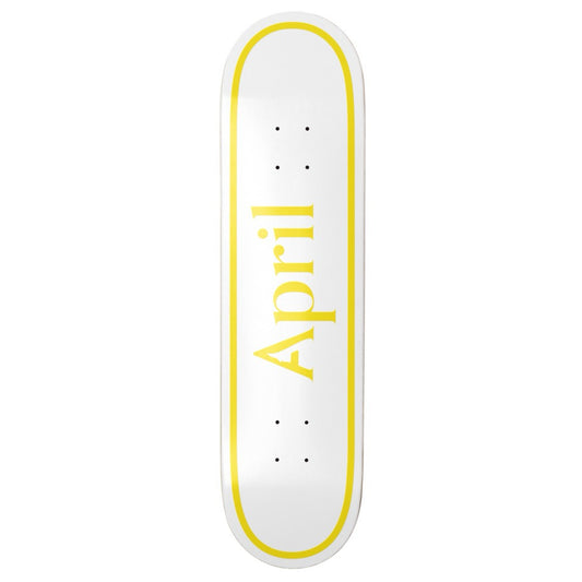 April Team OG Logo Yellow/White 8.0" Twin Tail Skateboard Deck