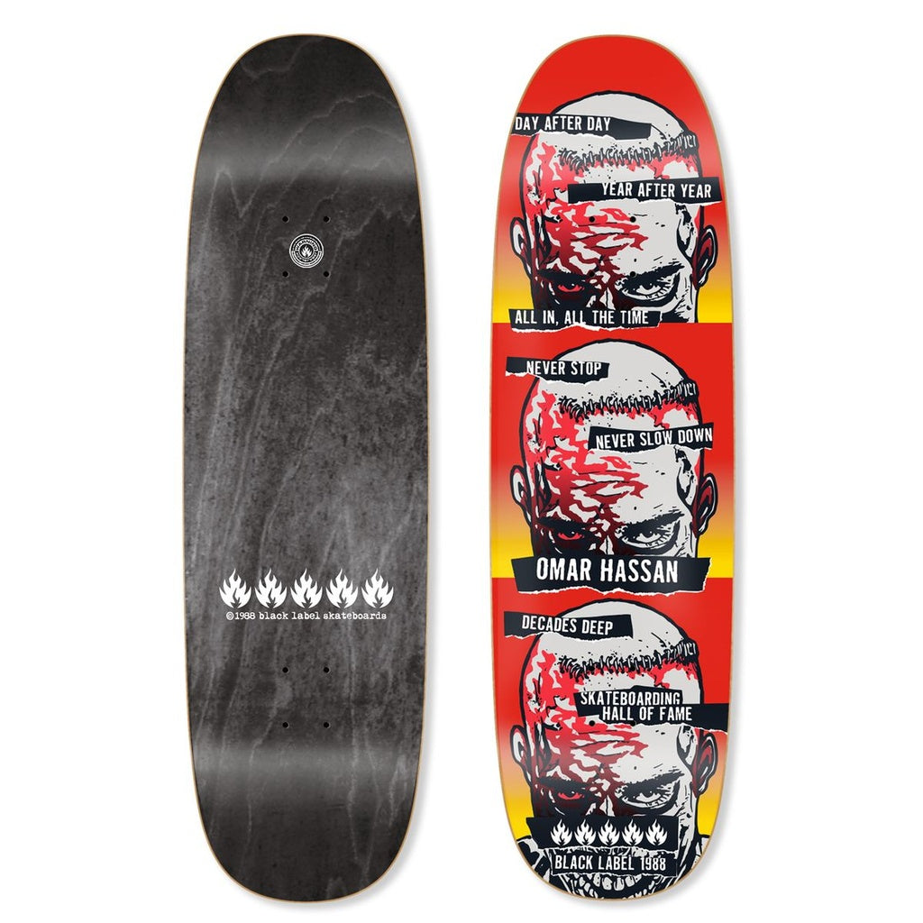 Black Label Omar Hassan Never Stops SHOF Edition Black Widow Shape 9.25" Shaped Skateboard Deck