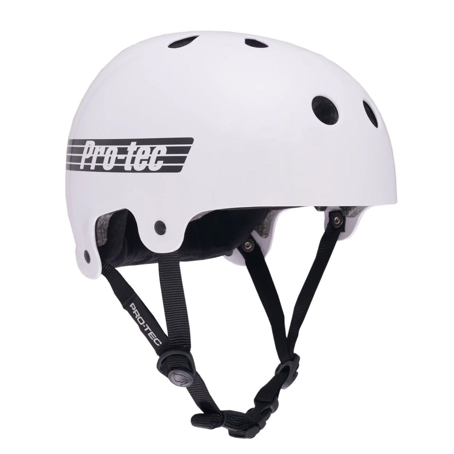 Pro-Tec Old School Bucky Certified Gloss WhiteSkateboard Helmet (CHOOSE SIZE)