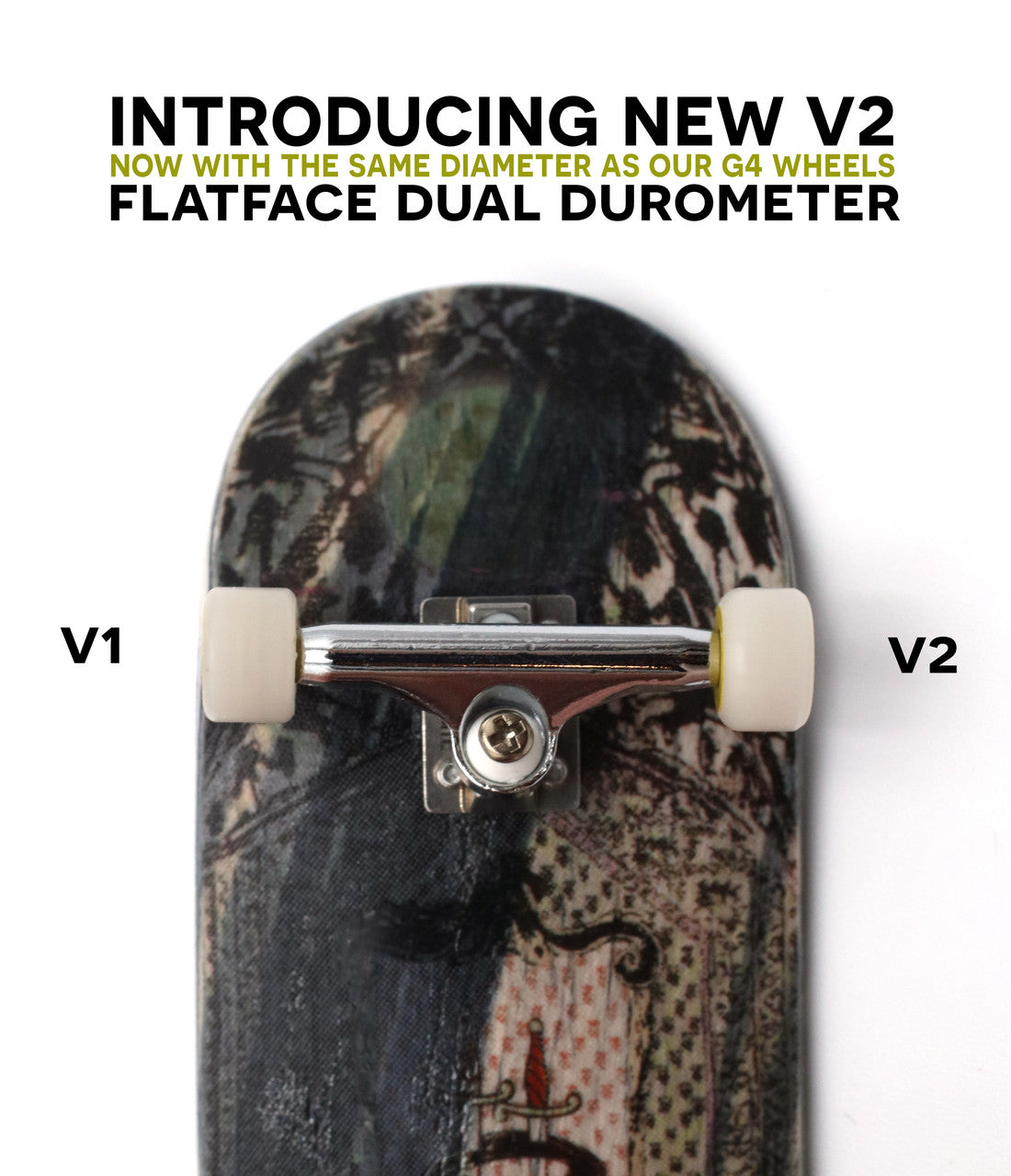 Flatface Dual Durometer V2 Black/White Fingerboard Wheels